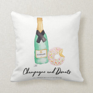Champagne und Schaumgummiring-Aquarell-Kissen Kissen