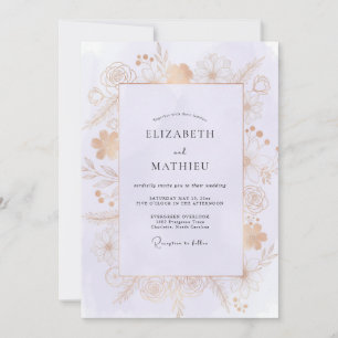 Champagne-Vergoldete-Petalen-Hochzeit Einladung