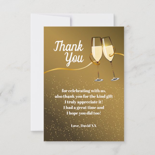 Champagne, vin, adulte, carte de remerciements (Devant)
