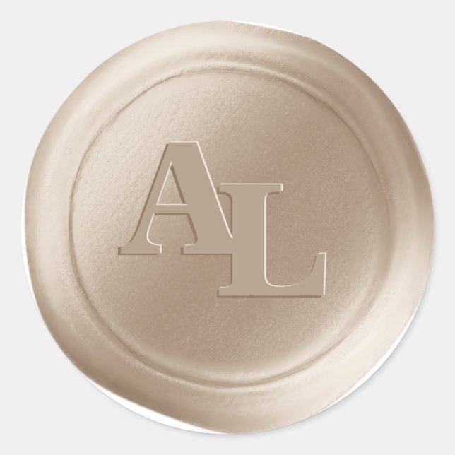 Champagne Wax Siegel Monogram Wedding Stickers (Vorderseite)