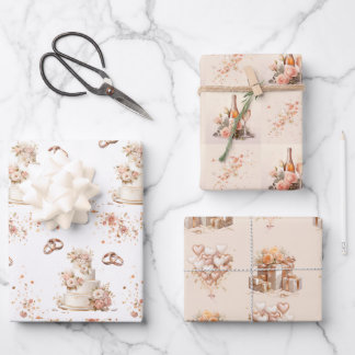 Champagne Wedding Geschenkpapier Set