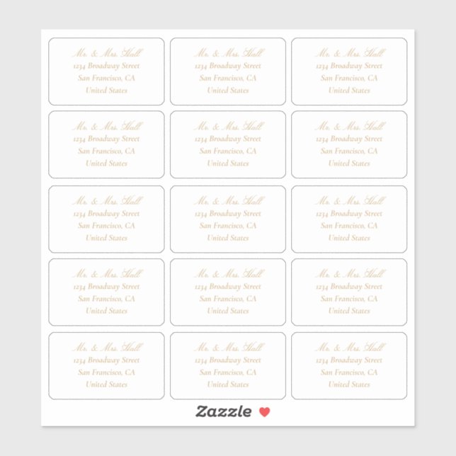 Champagne Wedding RSVP Rücksendeadressen-Aufkleber Aufkleber (Blatt)