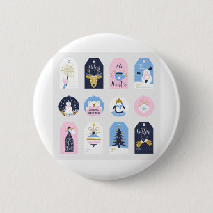 Champagne Weihnachten Niedliches Hirschfeuerwerk Button