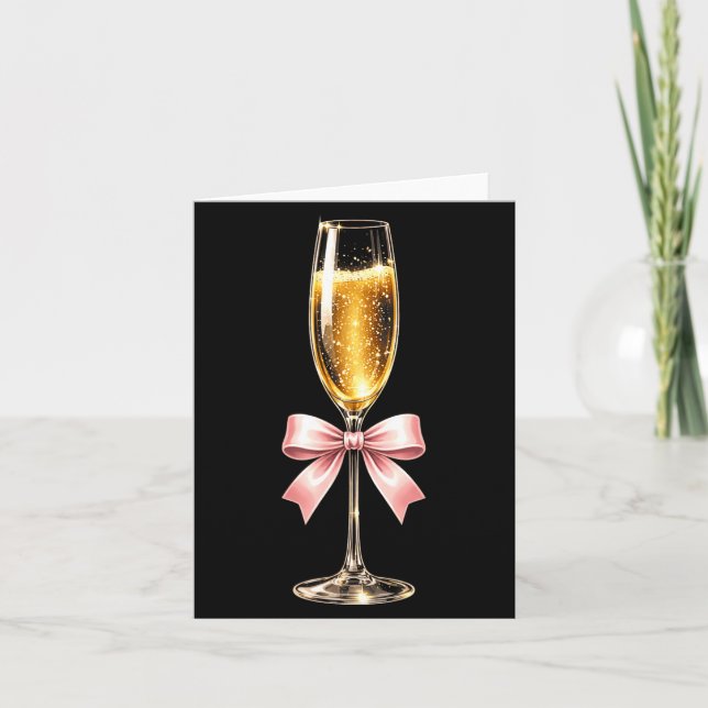 Champagne With Nk Bow For Women Luxurious New Year Karte (Vorderseite)