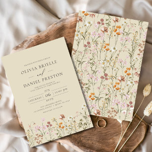 Champagne Yellow Boho Wildblume Garden Wedding Einladung