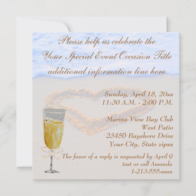 Champagnebrunch-Feier-Party Einladung (Vorderseite)