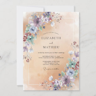 Champagner-Amethyst-Pfingstrosen-Hochzeit Einladung
