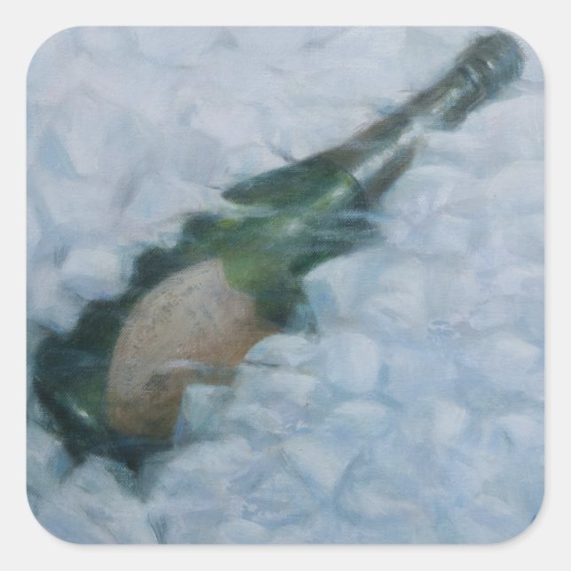 Champagner auf Eis 2012 Quadratischer Aufkleber (Vorderseite)