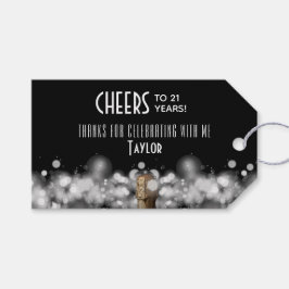 Champagner auf schwarzem Gastgeschenk Geschenkanhänger