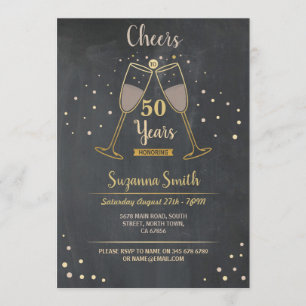 Champagner bis 50 Jahre Geburtstag jedes 40. Leben Einladung