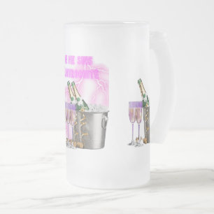 Champagner, Blitze, Illustration, originelles Desi Mattglas Bierglas