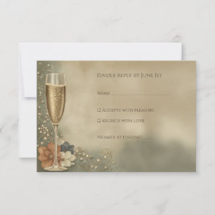 Champagner-Blumen-Hochzeitsdusche für Paare RSVP Karte