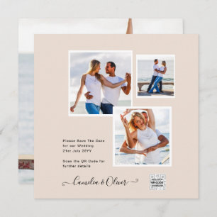 Champagner Blush FOTO Wedding Einladung QR Code
