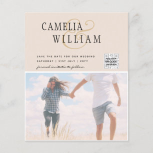 Champagner Blush FOTO Wedding Einladung QR Code Flyer