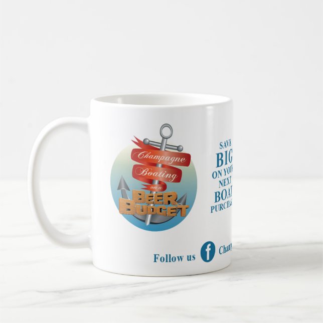 Champagner Bootfahren auf einem Bier-Budget-Kaffee Kaffeetasse (Links)