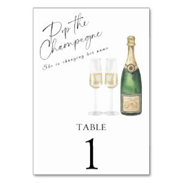 Champagner-Brautparty - Hochzeitsfeier Tischnummer