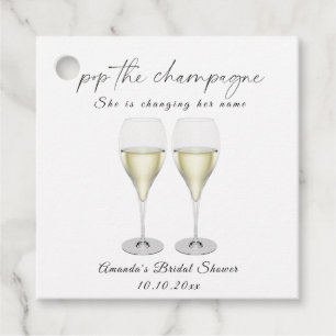 Champagner Bridal Shower Geschenkanhänger