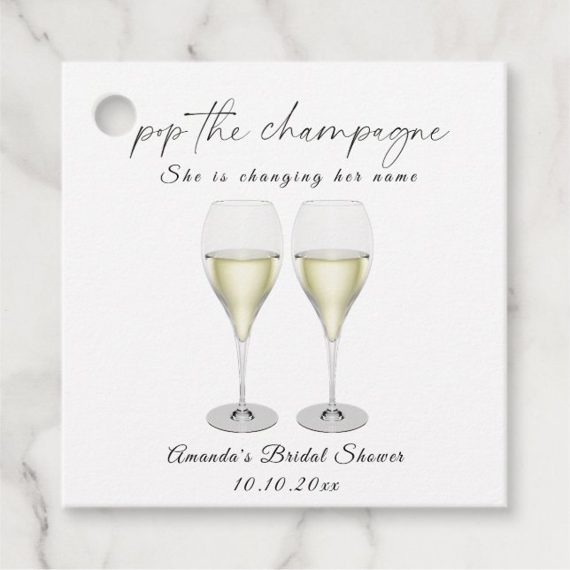 Champagner Bridal Shower Geschenkanhänger (Vorderseite)