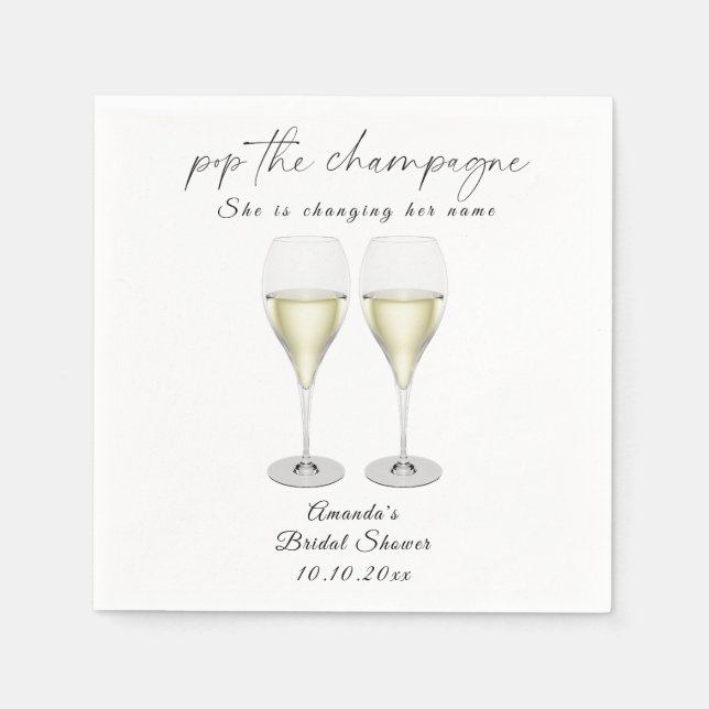 Champagner Bridal Shower Serviette (Vorderseite)