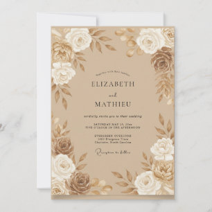 Champagner-Bronze-Rosen-Hochzeit Einladung