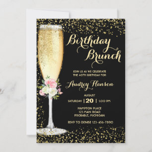 Champagner-Brunch Erwachsenen-Geburtstag Einladung
