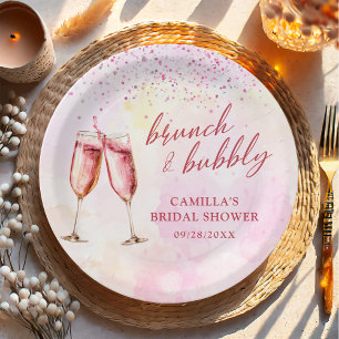 Champagner-Brunch und Brautparty in Rosa Pappteller
