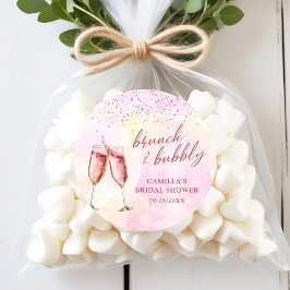 Champagner-Brunch und Brautparty in Rosa Runder Aufkleber