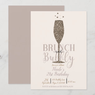 Champagner-Brunch und prickelndes Gold-Geburtstags Einladung