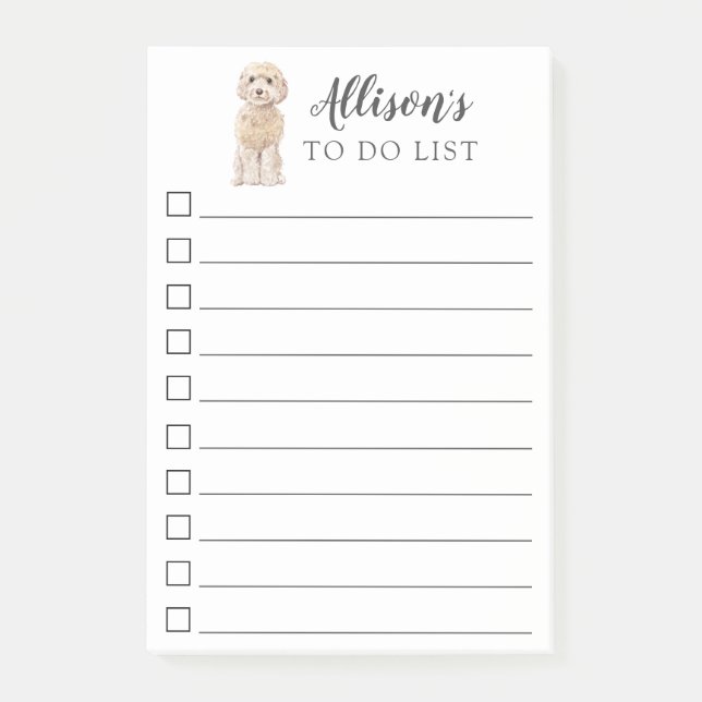 Champagner Cockapoo Hund Personalisiert zu führen Post-it Klebezettel (Vorderseite)