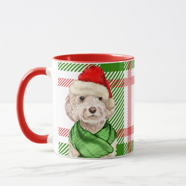Champagner Cockapoo und Karierte Weihnachtsfeier T Tasse (Links)