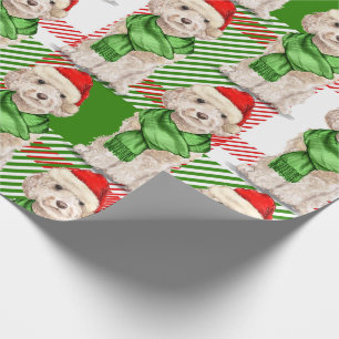 Champagner Cockapoo und Karierter Weihnachtsurlaub Geschenkpapier