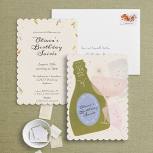 Champagner & Cocktail Party Elegant Illustriert Einladung