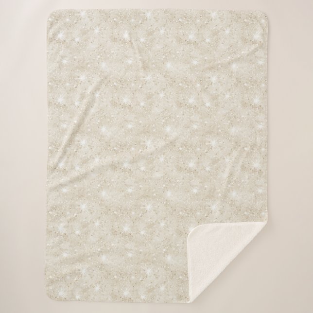 Champagner-Cream-Sand-Glitter Sherpadecke (Vorderseite)