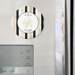 Champagner Creme Schwarz Weiß Rose Streifen Magnet