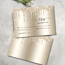 Champagner Dripping Glitzer Elegante Wedding UAWG RSVP Karte