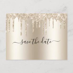 Champagner Dripping Glitzer Trendy Glam Wedding Ankündigungspostkarte