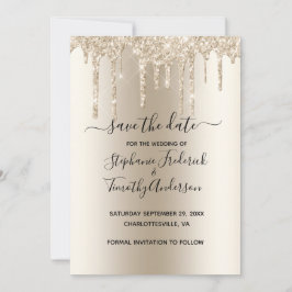 Champagner Dripping Glitzer Trendy Glam Wedding Save The Date