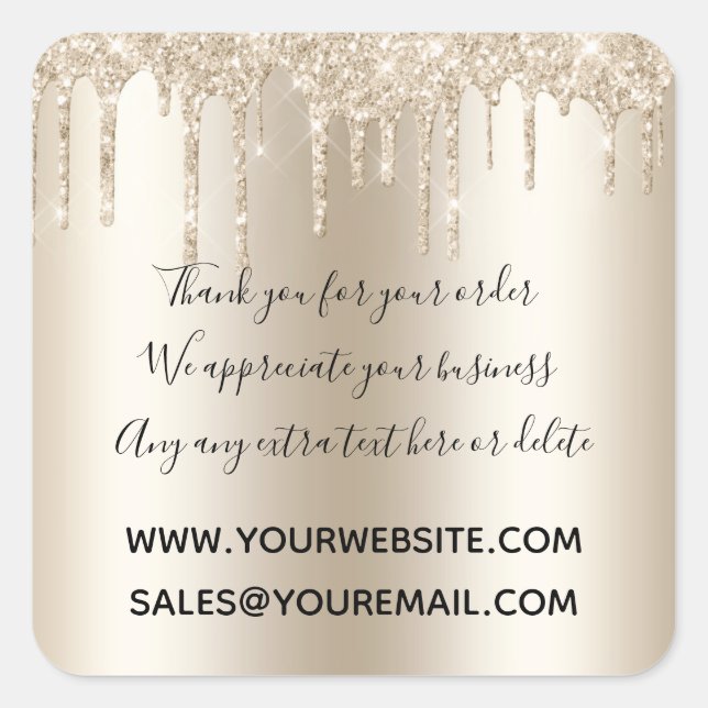 Champagner Driving Glitzer Danke Business Quadratischer Aufkleber (Vorderseite)