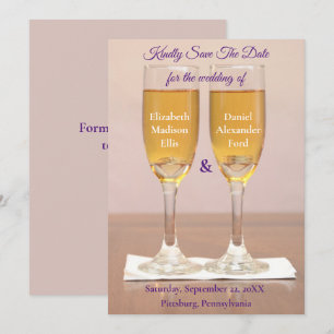 Champagner Einfache Hochzeitsringe Termin vormerke Save The Date