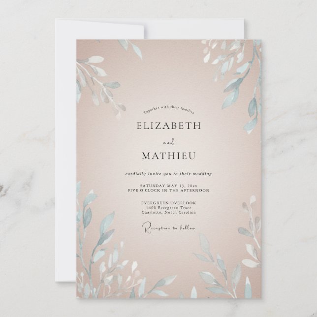 Champagner-Eis-Blatt-Hochzeit Einladung (Vorderseite)
