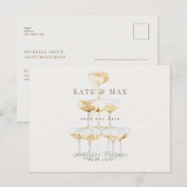 Champagner Elegante Cream Wedding Save the Date Postkarte
