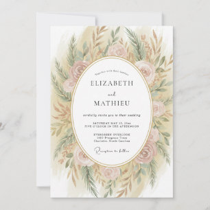 Champagner-Erde-Boheme-Hochzeit Einladung