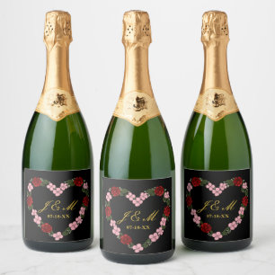 Champagner-Etikett Hochzeit rosa und schwarz