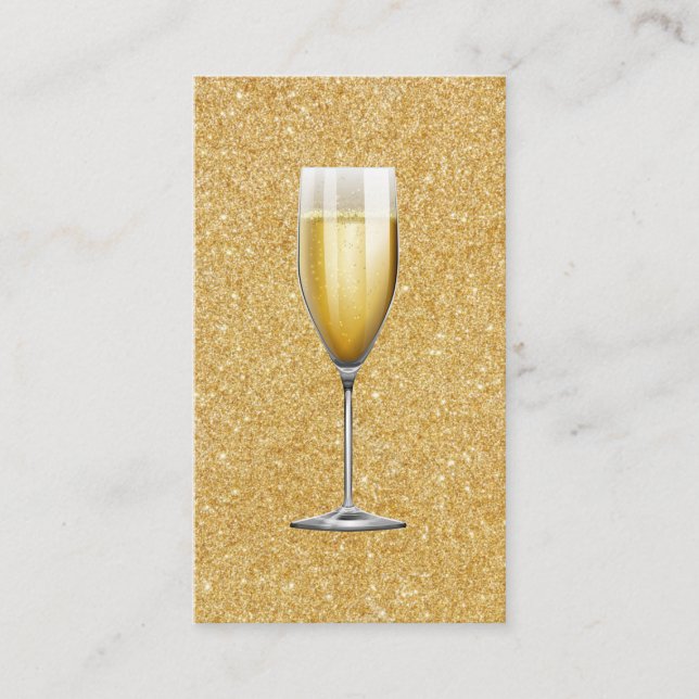 Champagner-Eventplaner / Glamour Gold Glitzer Visitenkarte (Vorderseite)