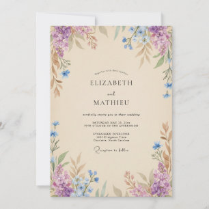 Champagner Fliederblüten-Hochzeit Einladung