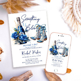 Champagner Floral Something Blue Brautparty Einladung