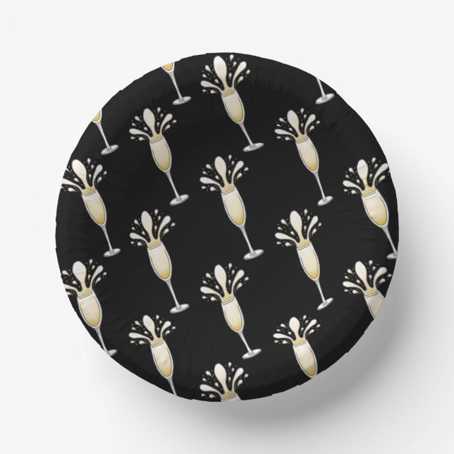 Champagner-Flutglas Pappteller (Vorderseite)