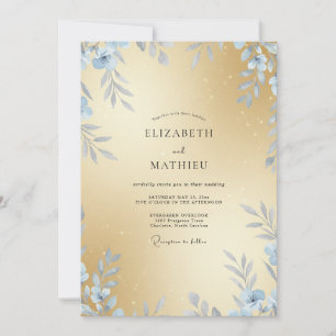 Champagner-Frost-Laub-Eukalyptus-Hochzeit Einladung