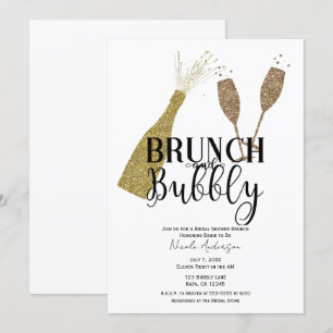 Champagner-Gläser Brunch & Prickelndes Brautbad  Einladung