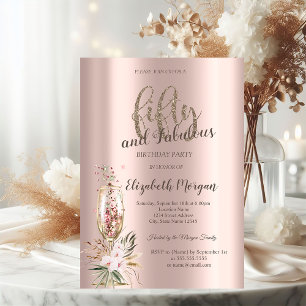 Champagner Glass Blume Rose Gold 50. Einladung